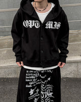 Dark Button Hooded Cardigan