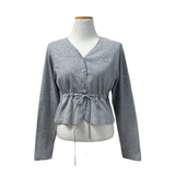 Ethereal Soft Edge Frill Ribbon Strap Long Sleeve Knit Cardigan (3 Colors)