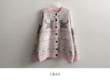 Pink snowflake cat knit cardigan