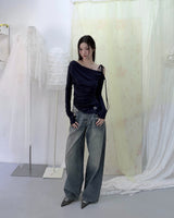 Coco flower wide fit raw Denim
