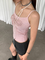 pink ruffle bow sleeveless tee