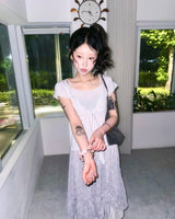 (2color) Shirring Layered Flare Check Skirt