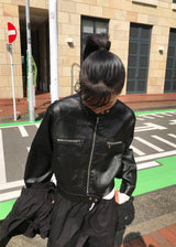 レザーバイクボタンジャケット