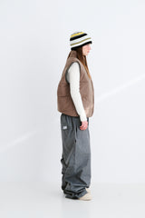 LOGO HERRINGBONE SUPER WIDE VENTILATION PANTS CHARCOAL