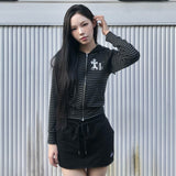 SAHARA LEOPARD CROSS STRIPE RAGLAN HOOD ZIP-UP (2Color)