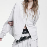 Holy Symbol Oversized hooded zip-up_WHITE MELANGE