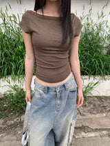 オールマッチカラースパンデックススリムショートスリーブTシャツ
