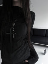 minimal pleated long sleeve T (3color)
