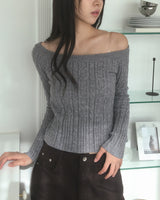 Linko Twisted Slim Fit Off-Shoulder Knitwear