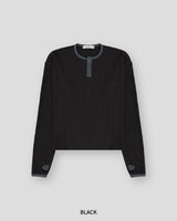 フィンガーホール ヘンリーネック ワッフル リンガー Tシャツ