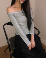 Patin Boat Neck 7-Sleeve Color-Blocked T-Shirt