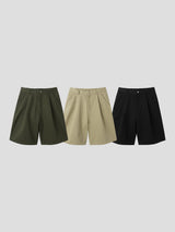VIR Style Cotton Pin-Tuck Wide Bermuda Shorts