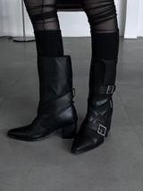 double buckle mid boots