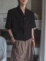 Summer rubbing linen crop jacket