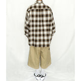 オンブレチェックシャツ (BROWN)