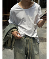 [S/S]ルーズフィットUネック半袖Tシャツ(4color)