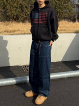 US クロップヴィンテージフードジップアップ (No.858)