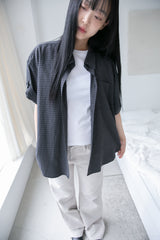 roll-up sleeve check half shirt(2colors)