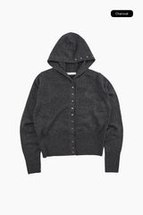 Button hood cardigan