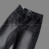NOS132 ブラックブルーエンボスワイドジーンズ (XS ~ L)