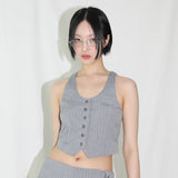 Pinstripe Vest - GREY