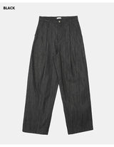 Overfit Maxi-legnth Pintuck Wide Raw Denim Pants