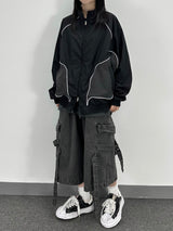 piping mesh blouson jacket