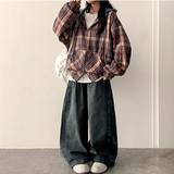 Ube Cozy Color High Neck Wool Checkhood Zip-Up