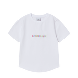 25SS COLOR LOGO HEM LINE CROP SHORT SLEEVE T-SHIRT WHITE