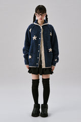 フラワーカラーニットカーディガン [Navy]