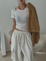 Sonya Whole Slit Layered Short Sleeve T-shirt