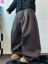 M,XL🤎2SIZE🤎 DOUBLE PINTUCK WIDE LONG BALLOON PANTS ❤🤎🖤🩶4COLOR