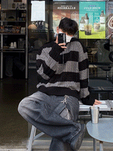 Twisted Stripe Round Knitwear (4color)