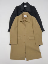 [Merino wool 90%] ステッチ襟付きハーフコート