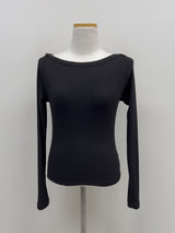 [Brushed Lining] リブボートネック長袖Tシャツ