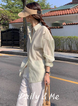 Oversized fit see-through shirt(4color)