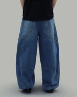 Low curve cargo denim jeans (Blue)