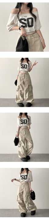 Waist String パラシュートカーゴワイドパンツ