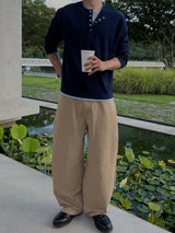 Solis Henley Neck Long Sleeve Knit Tee (4 Colors)