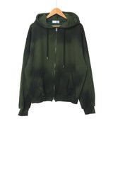 Spray washed hood zip-up