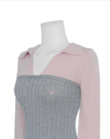 blush pink & gray tone collar nt