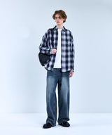 87-STAN078 Ombre OverFit Pocket Long-Sleeved Tartan Check Shirt