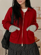 Hudley Pocket High Neck Knit Zip-Up Cardigan
