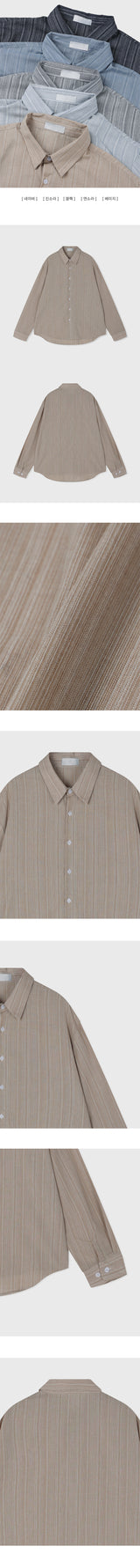 Canmi linen fine ストライプオーバーサイズフィットシャツ