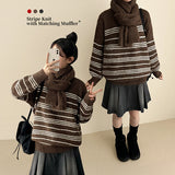 Core Soft Stripe Muffler Knit Set
