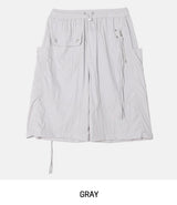 Multi-pocket D-ring Nylon Bermuda Pants