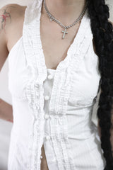 Frill halterneck sleeveless