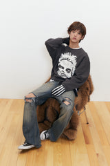 Vintage Bigface Crop Sweatshirt (Charcoal)