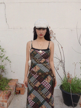 CHECK PATCH PRINTING LONG DRESS