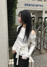 ボートネックストラップクロップトップ